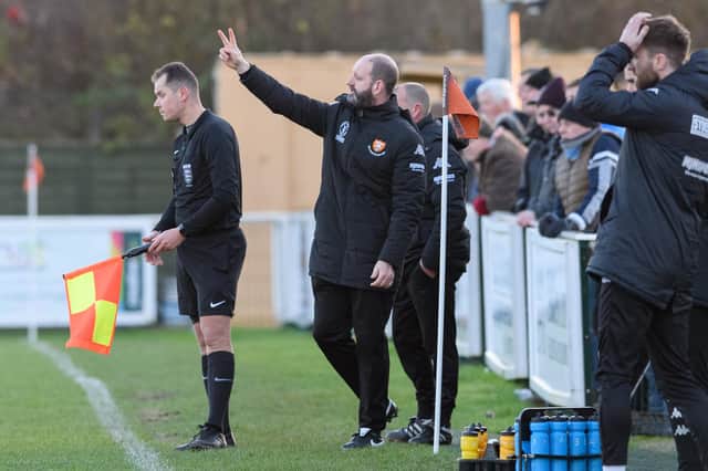 Caretaker Portchester manager Marty Wallace on the sidelines during his side's 4-0 loss to Hamworthy.  Picture: Keith Woodland
