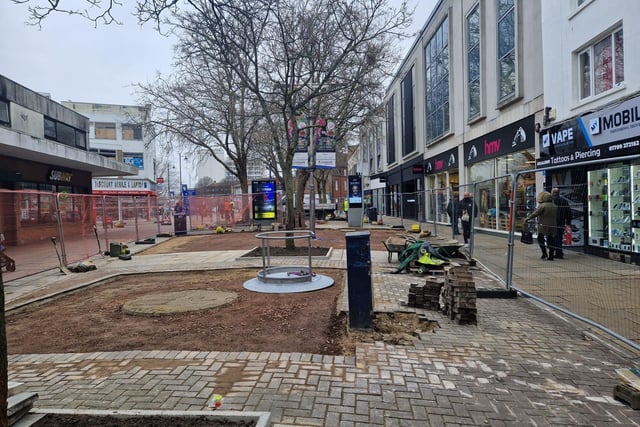 Construction underway in Commercial Road, Portsmouth City Centre, on Tuesday February 6.