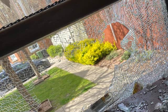 Smashed glass across a table inside The Wicks Bar and Grill in Fareham.