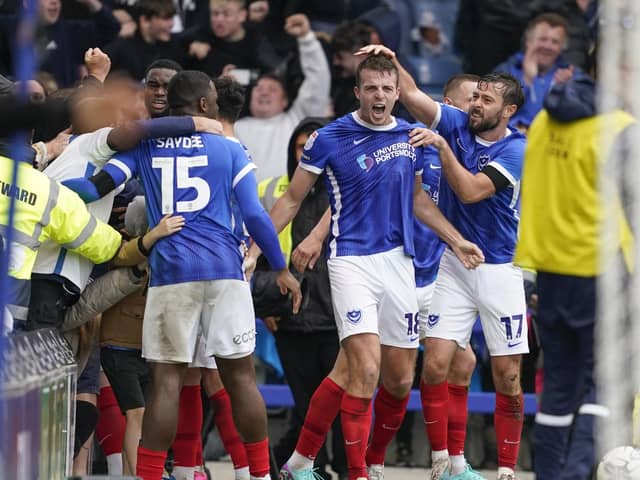Conor Shaughnessy celebrates his winner against Carlisle