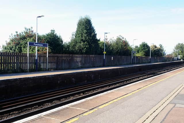 Police swarmed Portchester Railway Station in Hill Road earlier this morning. Picture: Sarah Standing (280920-4683)