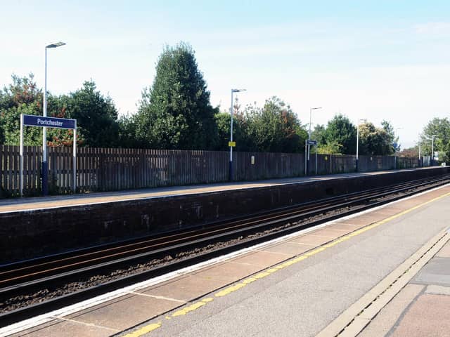 Police swarmed Portchester Railway Station in Hill Road earlier this morning. Picture: Sarah Standing (280920-4683)
