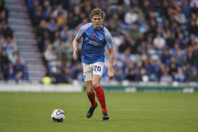 For the second match running, Sean Raggett was forced off with a back problem as Pompey's injury and unavailability issues worsen. Picture: Jason Brown/ProSportsImages