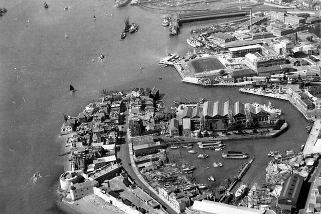 HMS Vernon (now Gunwharf) The Harbour Railway Station and South Railway Jetty.