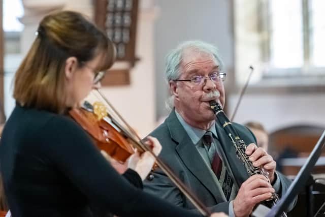 Clarinet Soloist Rob Blanken, with solo viola player Catherine Lawlor at the Portsmouth Philharmonic concert.