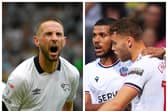 Derby midfielder Conor Hourihane, left, and Bolton striker Dion Charles