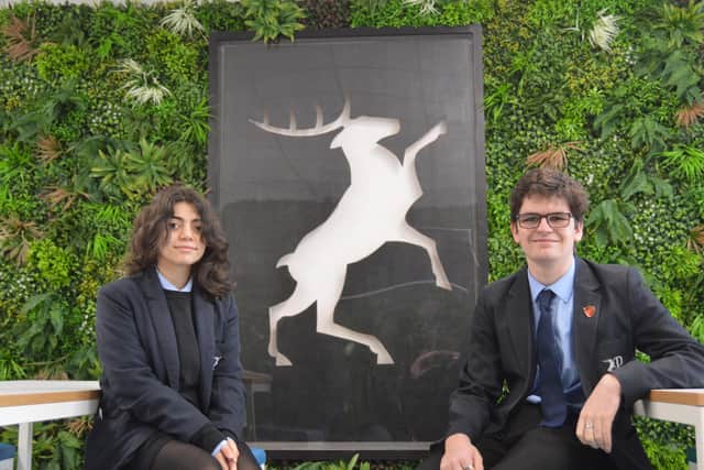 Romina Abbasi, left, with Daniel Roper, both Year 11 at Priory School in Southsea. Picture: David George