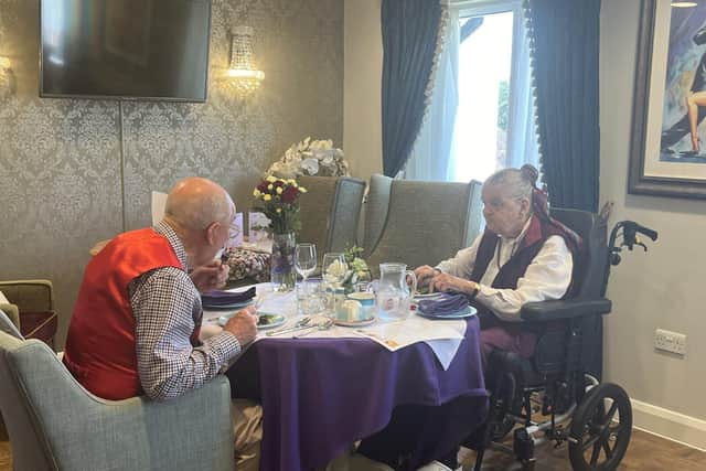 The couple enjoyed a romantic dinner to celebrate.