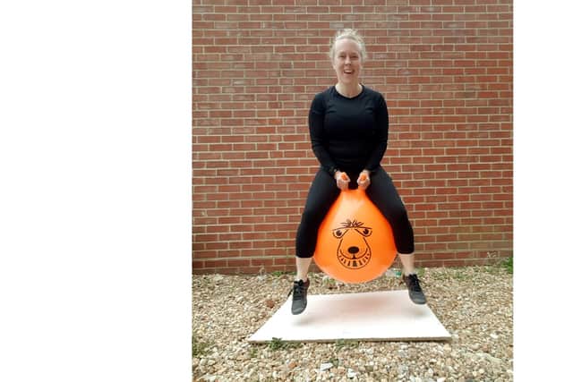 Royal Navy nurse, Ellie Walls, during her Space Hopperthon challenge.