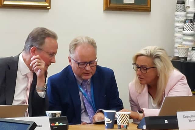 Fareham Borough Council Planning Committee L To R Cllr J Burton, Cllr I Bastable, Cllr D Foot