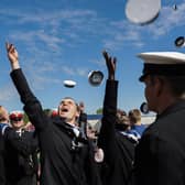 Sailors celebrate passing out at HMS Raleigh
