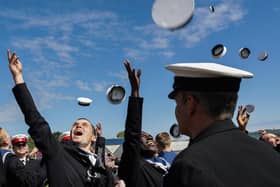Sailors celebrate passing out at HMS Raleigh