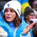 Maria Orlova in the crowd at the Ukrainian flag raising ceremony in Guildhall Square, Portsmouth, on the first anniversary of Russia's full-scale invasion of Ukraine 
Picture: Chris Moorhouse (jpns 240223-19)
