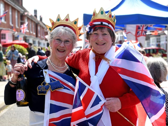 Trixie Humphie, left, and Linda Bouskill enjoying the Burbidge Grove street party in Southsea.