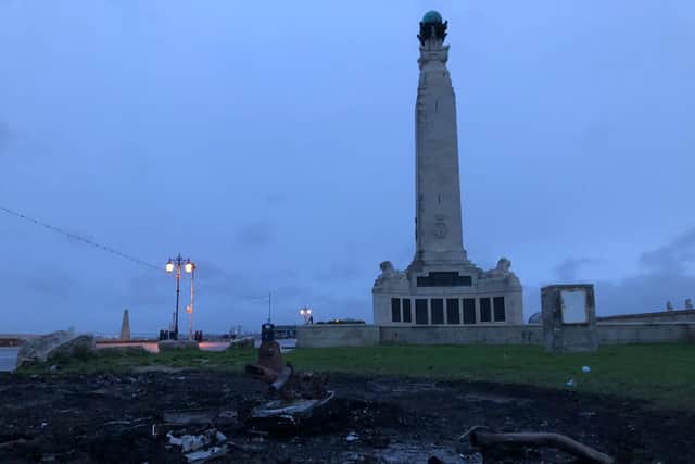 Picture showing the aftermath of the crash on Southsea Common this morning.