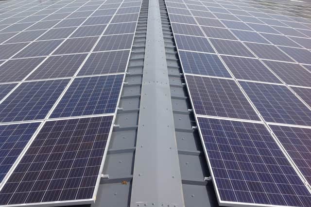 Solar panels on the roof of Titchfield Festival Theatre