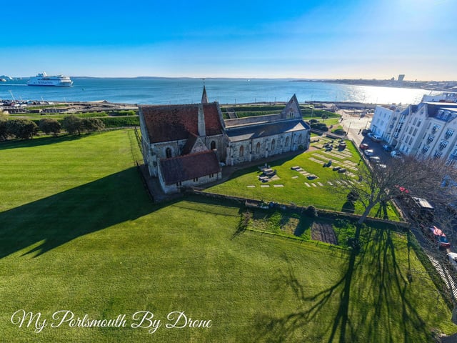 The Garrison Church in old Portsmouth in the spring sunshine