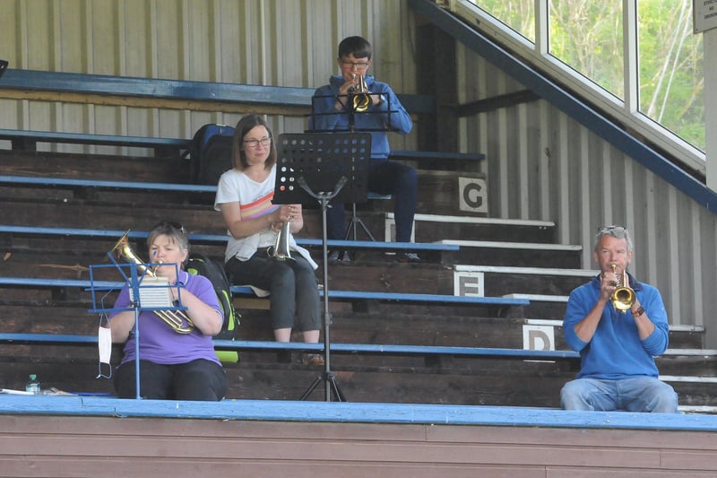 Band members were able to socially distance to comply with regulations. Photo: Grant Kinghorn