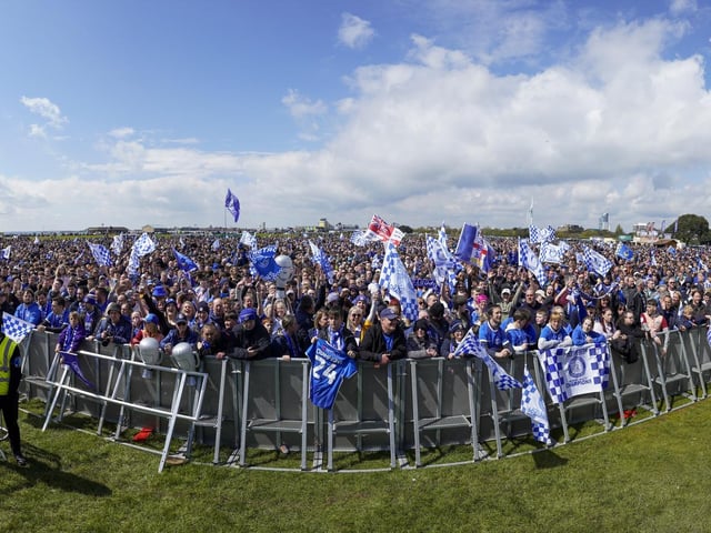 Supporters celebrate Pompey’s double title triumph on Southsea Common in May 2024. Picture: Jason Brown
