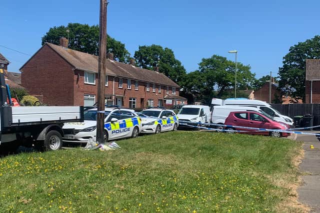Police in Leigh Park investigating the murder of a 21-year-old man on Saturday. Picture: Sarah Standing