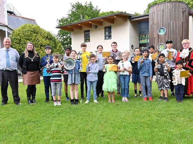 The Lord and Lady Mayoress of Portsmouth with the prize winners