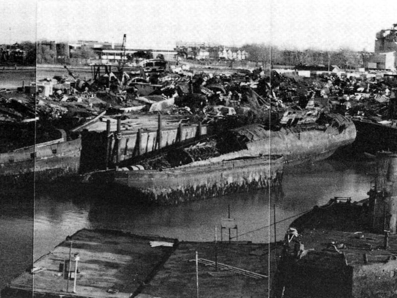 Harry Pounds scrapyard at Tipner, Portsmouth in 1988