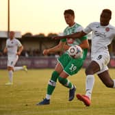 New Gosport signing Harlain Mbayo, right, in action for Truro City in July 2019. Photo by Dan Mullan/Getty Images.