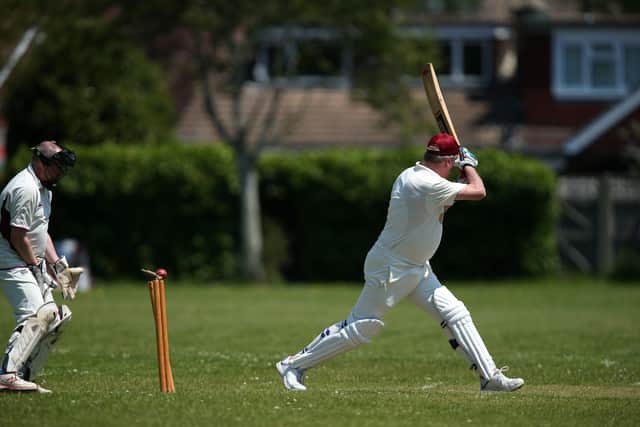 Fareham & Crofton skipper Steve Dean is bowled at Denmead. Picture: Chris Moorhouse