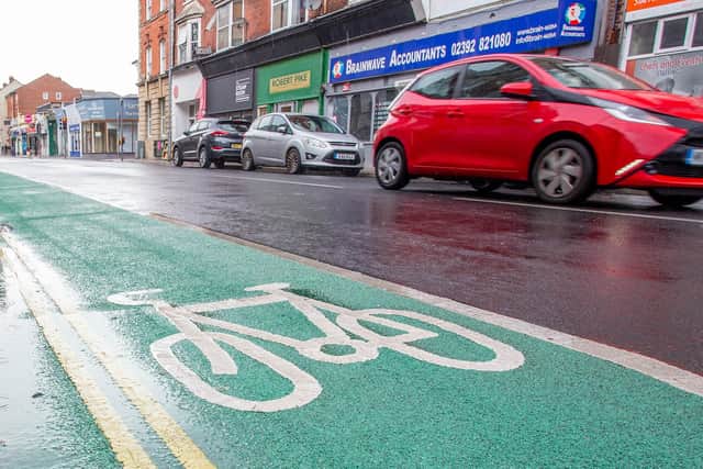The existing non-segregated bike lane in Elm Grove in Portsmouth pictured on 28 August 2020.
Picture: Habibur Rahman