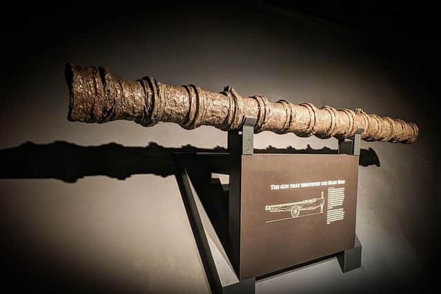 The gun that found the Mary Rose as it appears in the Mary Rose Museum (Mary Rose Trust).