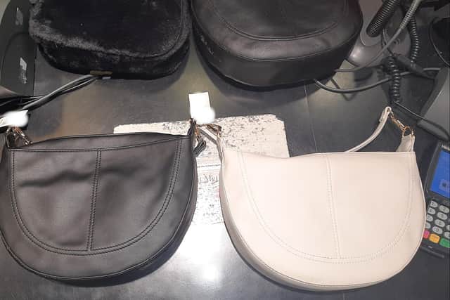 Police also seized these handbags while making the arrest. Picture: Havant Police.