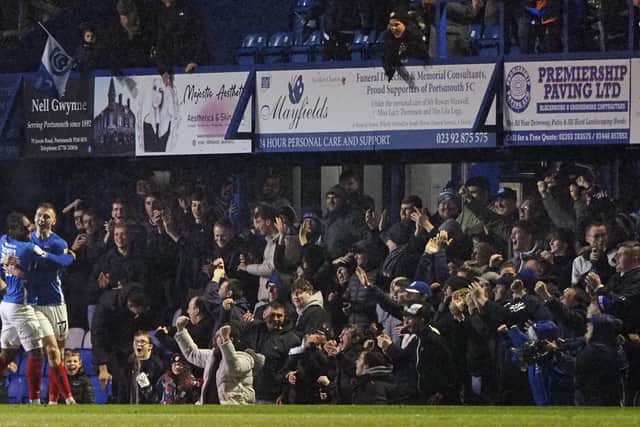 Hayden Carter celebrates in front of the South Stand following his stunning strike against Oxford United. Gaffer For A Day, Ian Piper, named him man of the match. Photo:: Barry Zee