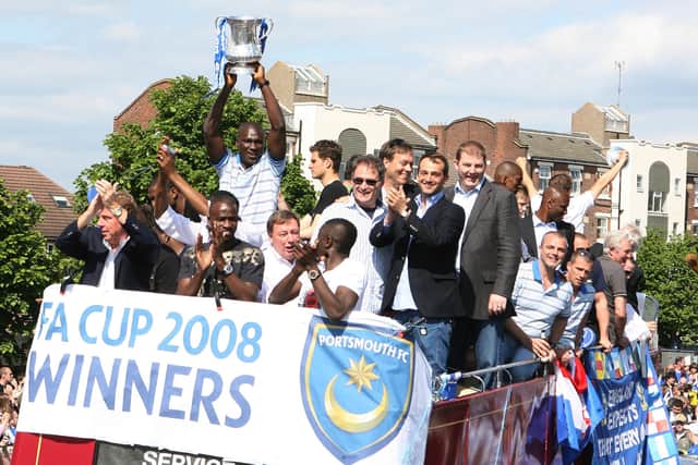 Pompey players celebrate winning the FA Cup in 2008, one of the photos featured in the forthcoming exhibition at the University of Portsmouth's Ravelin Sports Centre. Picture: Joe Pepler
