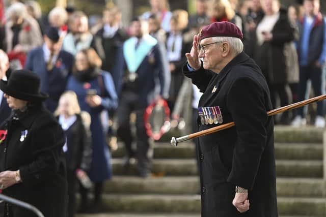 Dozens of veterans attended the Remenbrance Service at the Guildhall Square.