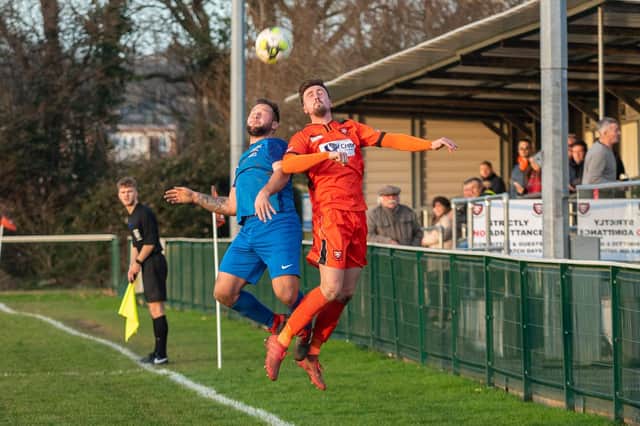 AFC Portchester (orange) and Baffins Milton both have ambitions of reaching the Southern League. Picture: Vernon Nash