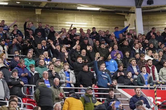 Pompey’s fans refused to stop singing at Stoke, despite the 6-1 hammering in October. Picture: Jason Brown