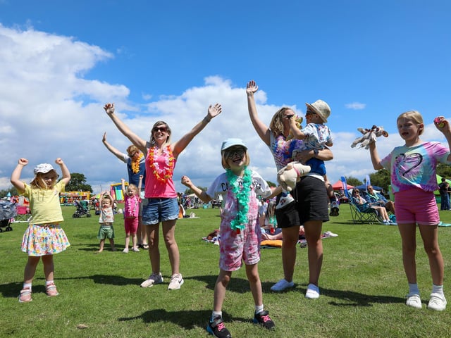 Mums and children dancing. Wave Festival, Tournerbury Golf Centre, Hayling Island. Picture: Chris Moorhouse (130724-14)