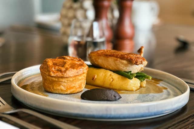 The chicken breast with chicken and mushroom pie and wild mushroom ketchup. One of the main courses from Restuarant 1865's seasonal menu at the Queens Hotel in Southsea. Picture: The Queens Hotel