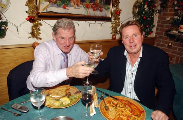Milan Mandaric and Harry Redknapp are reunited at Pompey in December 2005 - and celebrate with a meal at what was Pizza House in Hilsea. Picture: Steve Reid