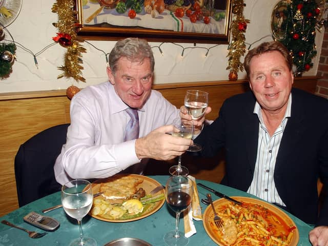 Milan Mandaric and Harry Redknapp are reunited at Pompey in December 2005 - and celebrate with a meal at what was Pizza House in Hilsea. Picture: Steve Reid