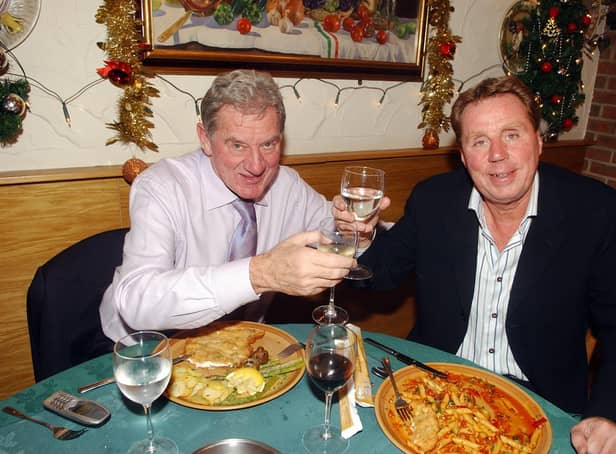 Milan Mandaric and Harry Redknapp are reunited at Pompey in December 2005 - and celebrate with a meal at what was Pizza House in Hilsea. Picture: Steve Reid
