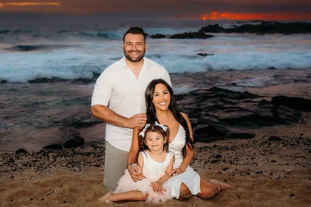 The Sullivan family. John with wife Nicole and four-year-old daughter Maxwell
