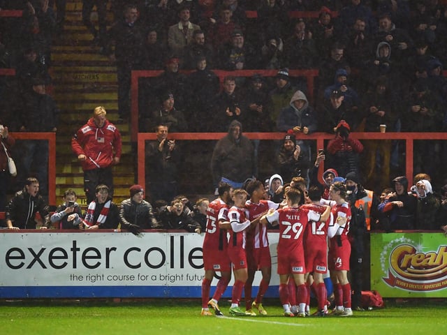 Three of Exeter's League One games were broadcast live by Sky Sports this season.
