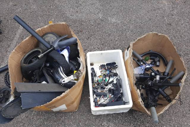 Police suspect the e-scooters have been stolen. Picture: Portsmouth Police.