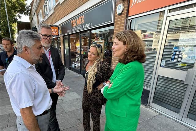 Amanda, local councillors and the Policing Minister in Cosham High Street