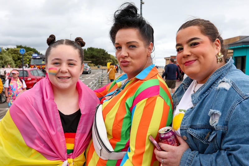 From left, Kacey Whitehead, 11, with her mother Tracey Whitehead, and Jade Darroch. Portsmouth Pride, Eastney Esplanade on Southsea seafront
Picture: Chris Moorhouse (070625-077)