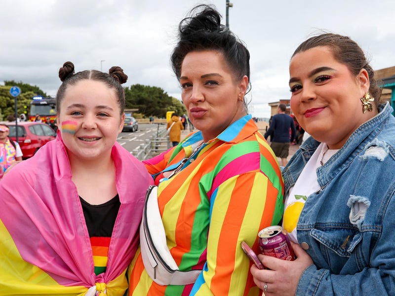 From left, Kacey Whitehead, 11, with her mother Tracey Whitehead, and Jade Darroch. Portsmouth Pride, Eastney Esplanade on Southsea seafrontPicture: Chris Moorhouse (070625-077)