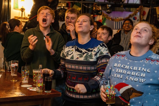 England fans at The Kings in Southsea watching Harry Kane's second penalty against France. Picture: Matthew Clark