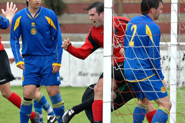 Gary Austin celebrates scoring for Fareham. Picture: Mick Young