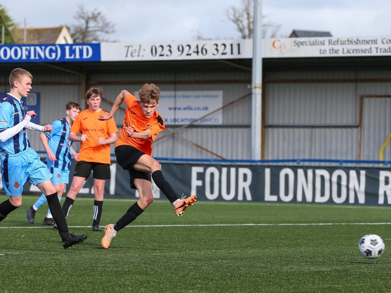 Jack Sanders scores for Castle United. Picture: Chris Moorhouse